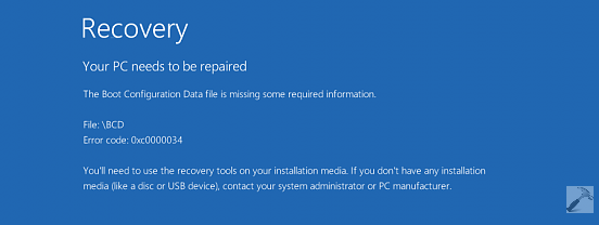 come risolvere il problema windows The-Boot-Configuration-Data-File-Is-Missing-Some-Required-Information